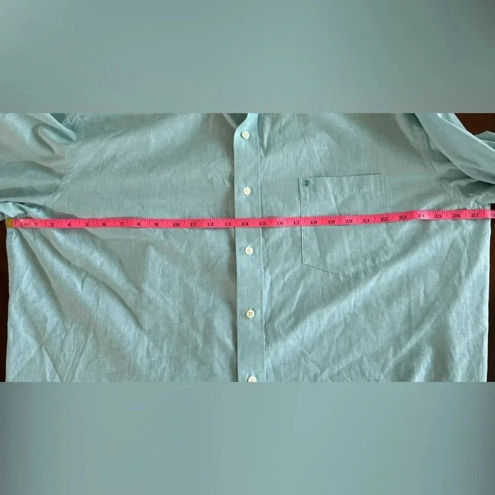 Izod Men's Green/Blue Long Sleeve Pocket Collared Button Down Shirt Size XL